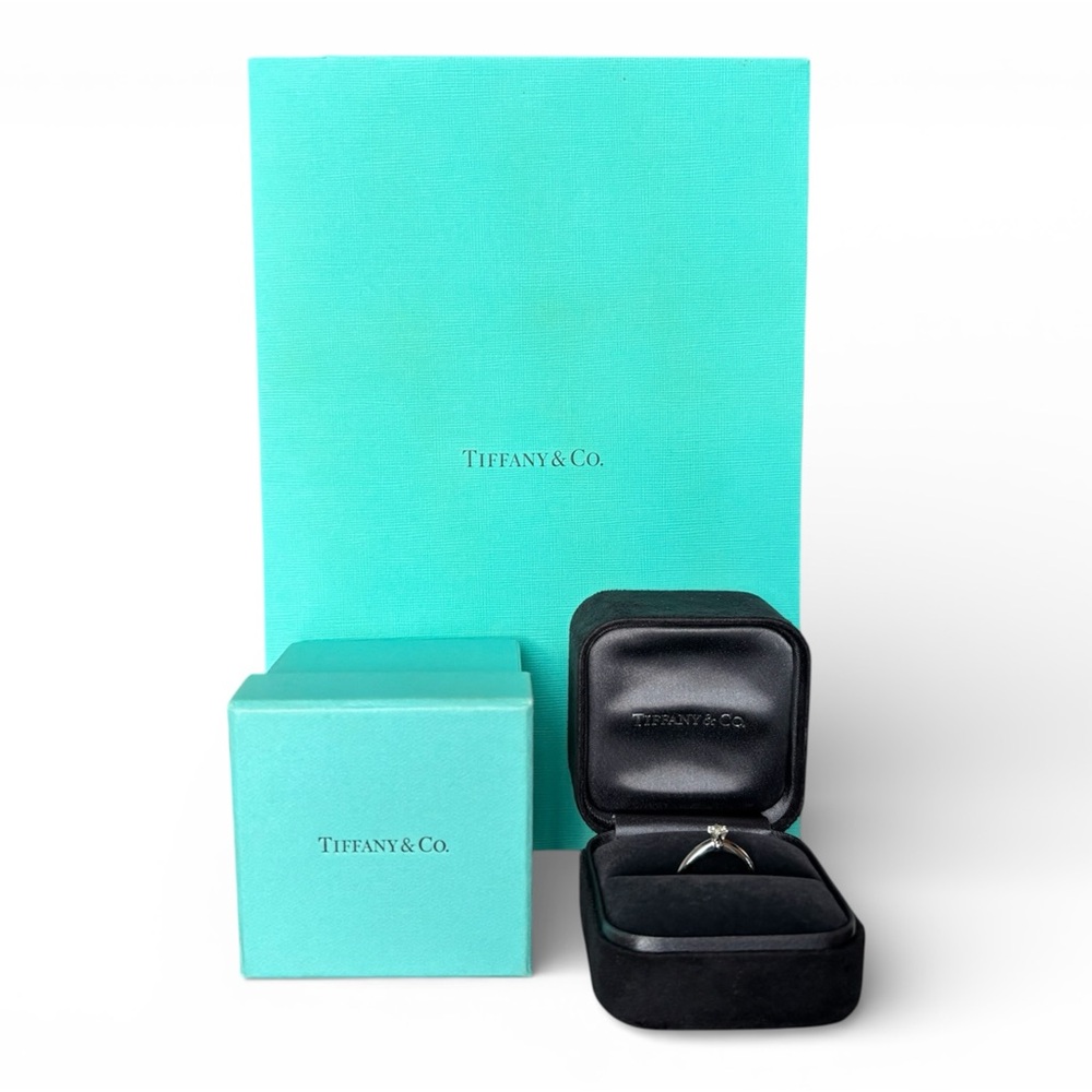 Tiffany & Co. Platinum Diamond Solitaire Ring - 0.23 Ct. Certificate & Box Sz. 5 - Picture 2 of 14